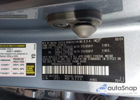 2024 Toyota Corolla Cross Le from USA, damaged, VIN 7MUBAAAG2RV086094